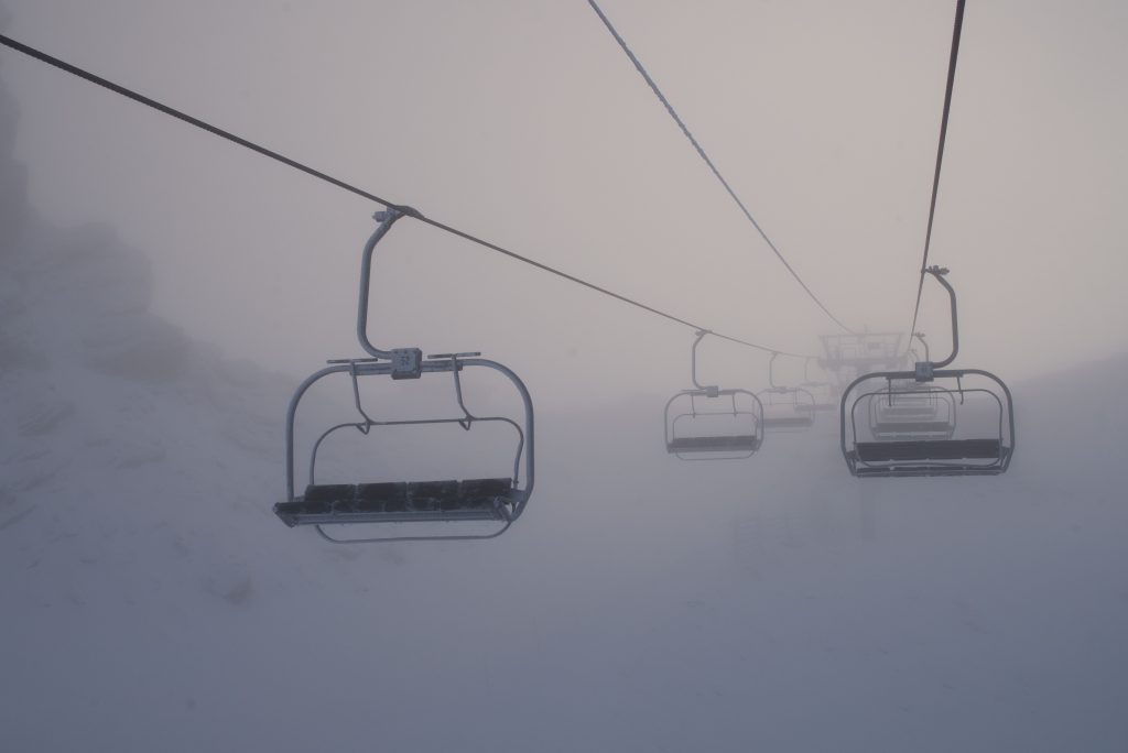 Foggy morning on the lift. 